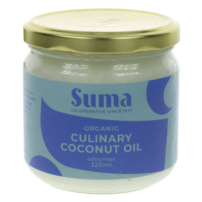 Organic odourless coconut oil for cooking & baking - vegan & ethically sourced. No coconut taste means it's perfect for any recipe. 320ml.