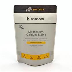 Balanced | Magnesium Calcium & Zinc 60 Veggie Caps - Refill Pouch | 60 capsule