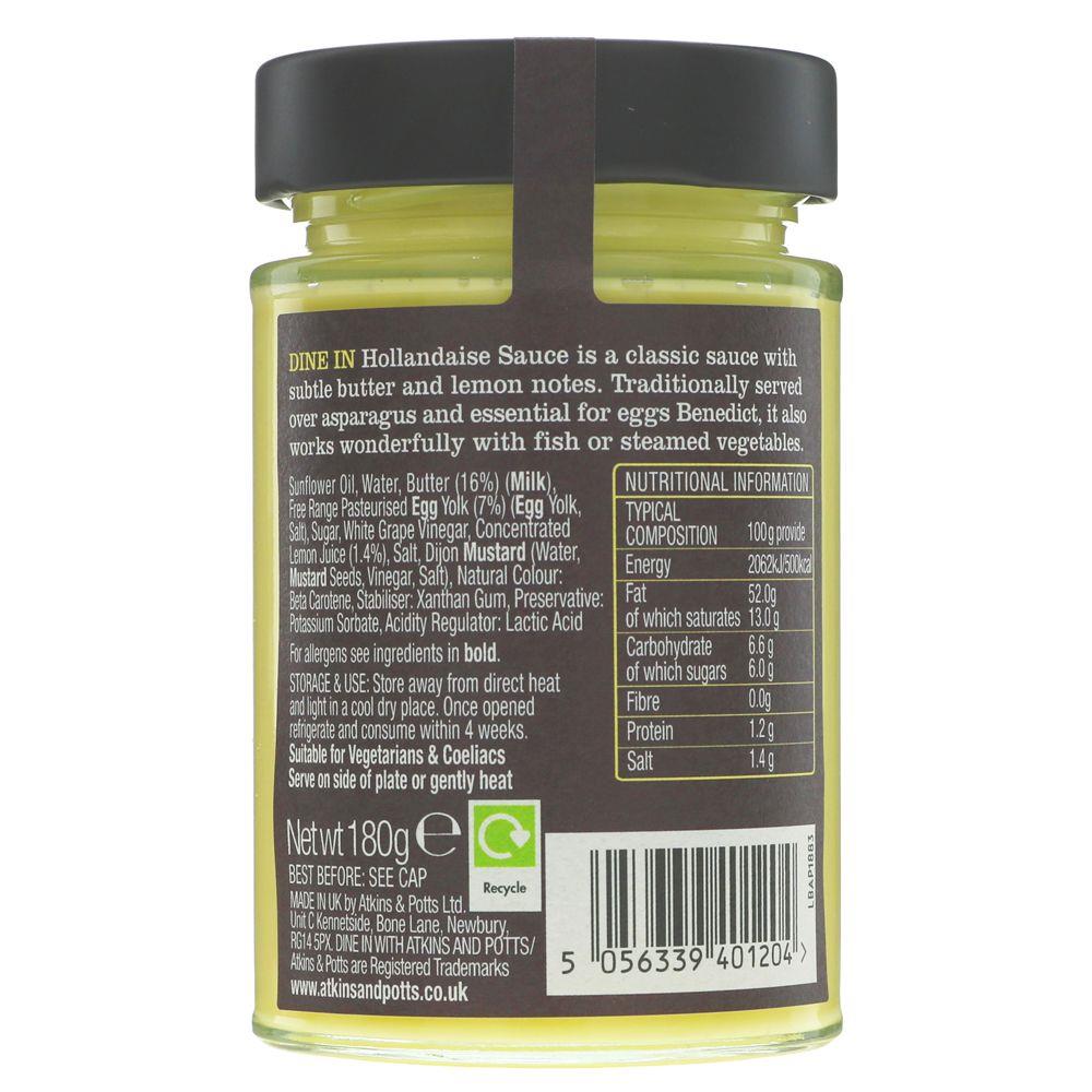 Indulgent and creamy Hollandaise Sauce by Atkins & Potts - No Added Sugar. Perfect for Eggs Benedict, fish, veggies, and asparagus.