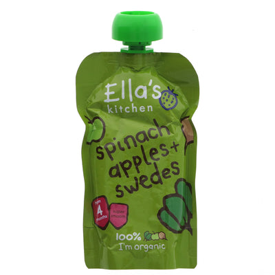 Organic, vegan baby food - Spinach, Apples & Swede pouch from Ella's Kitchen. Perfect for on-the-go snacks or as a side dish!