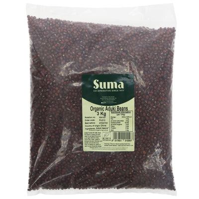 Suma's Organic Aduki Beans: Delicious blend with grains & veggies. Guaranteed quality. Organic & vegan. No VAT.