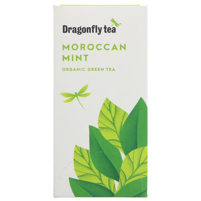 Dragonfly Tea Moroccan Mint: Organic, vegan gunpowder green and peppermint blend. Perfect for any time of day. 20 bags. No VAT.