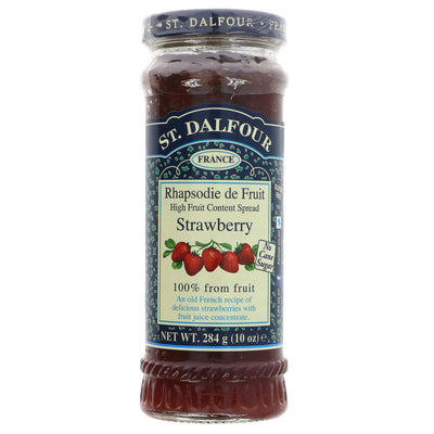 St Dalfour Strawberry Spread: gluten-free, vegan and made with only fruit juice concentrate. Perfect for today's healthy lifestyle.