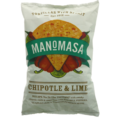 Manomasa Chipotle & Lime Tortilla Chips | Vegan | All-Natural | Perfect for Snacking and Dipping | 140G