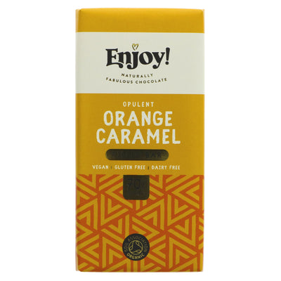 Gluten-free, organic, vegan Orange Caramel Filled Chocolate Bar | No added sugar | 70G | Enjoy Raw Chocolate