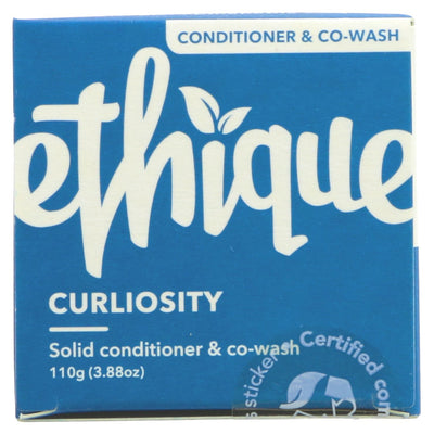 Ethique's Curliosity Conditioner Bar for curly hair - vegan, Fairtrade, and pH balanced with nourishing ingredients.