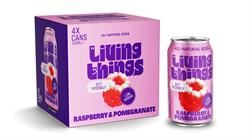 Living Things | Raspberry & Pomegranate Pre + Probiotic Soda 4 x 300ml pack. | 4 x 330ml