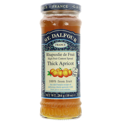 St Dalfour's Apricot Spread - gluten-free, vegan, made with natural fruit juice concentrate. Perfect on toast or in your favorite recipes!