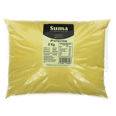 Suma's Versatile Polenta - 5kg, Vegan, Nutty & Crunchy Flavor.