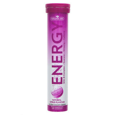 Boost energy & reduce fatigue with Natures Aid Energy Effervescent - packed with B Vitamins, Vitamin C, Guarana, Ginseng & Caffeine 🌿🌞 #glutenfree #vegan #supplements