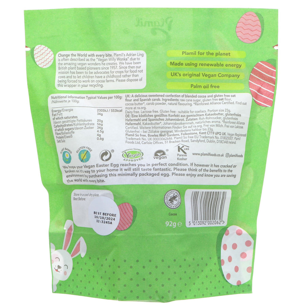Carob Easter Egg by So Free in Plastic Free Paper Pouch. Perfect for a guilt-free Easter treat.
