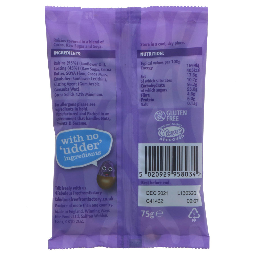 Nudders | Dairy Free Chocolate Raisins | 65g