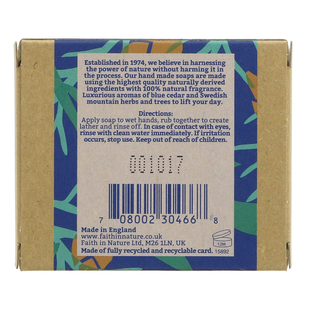 Faith In Nature | Wrapped Soap - Blue Cedar - Rich & distinctive | 100g