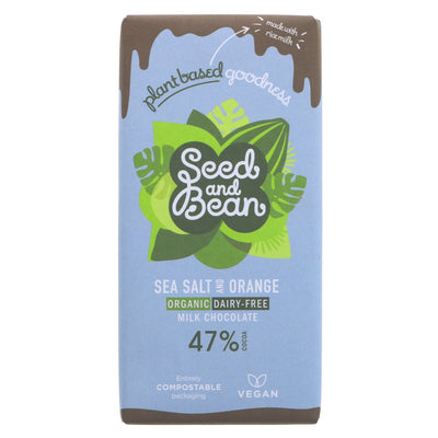 Organic Seed & Bean Sea Salt & Orange Vegan Chocolate Bar – Fairtrade, Organic, No Added Sugar - 75G