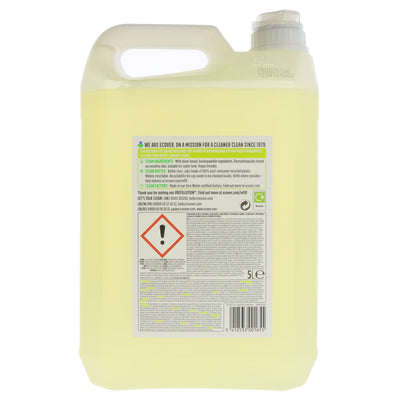 Ecover's Lemon & Aloe Vera washing up liquid - Vegan, eco-friendly & washes 40% more plates than before - 5L bulk size.