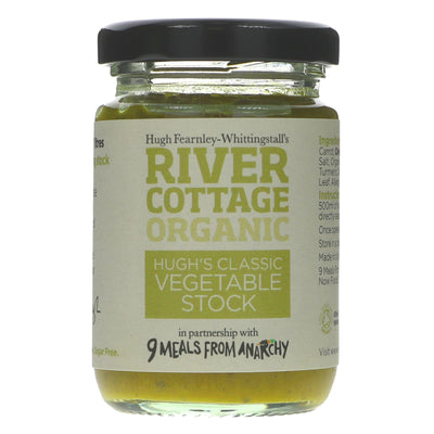 Organic and vegan veg stock with 75% vegetables, low salt, and no sugar. Perfect for any dish.