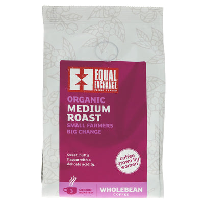 Indulge in Medium Roast coffee with sweet nutty flavors. Fairtrade, organic, and vegan. Perfect for any coffee lover. 200g.