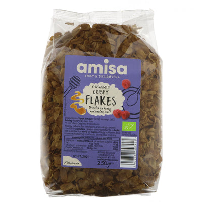 Organic Spelt Crispy Flakes - Lightly Toasted & Drizzled in Honey. Perfect for Breakfast or Smoothie Bowls.