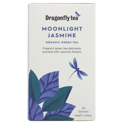 Organic, vegan Moonlight Jasmine Green Tea with delicate jasmine flowers. High in antioxidants, perfect for daily use.