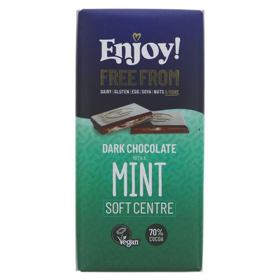 Enjoy Raw Chocolate | Mint Caramel Filled Chocolate Bar | 70G