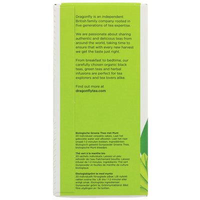 Dragonfly Tea Moroccan Mint: Organic, vegan gunpowder green and peppermint blend. Perfect for any time of day. 20 bags. No VAT.