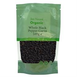 Just Natural Herbs | Organic Whole Black Pepper Corns 500g | 500g