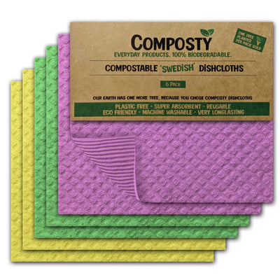 Composty | Swedish Dishcloths (Assorted Colours) | 6pc