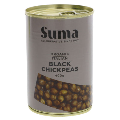 Suma Organic Black Chickpeas - ideal for curries, Italian & Middle Eastern dishes. Vegan-friendly, no VAT.