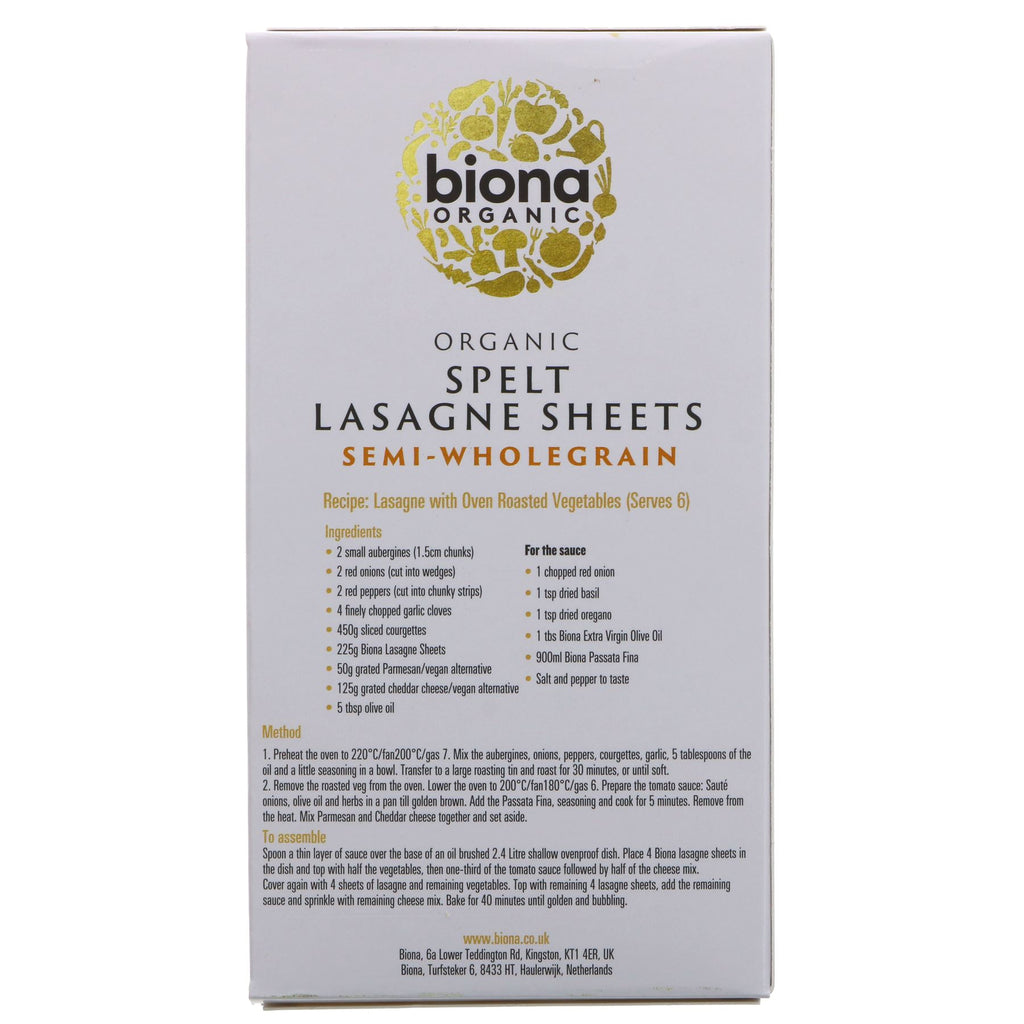 Biona | Spelt Lasagne Sheets - Organic | 250g