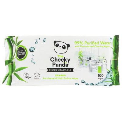 The Cheeky Panda Multi Surface Wipes - Anti Bac, made from fast-growing bamboo for easy cleanups. Vegan. 100 wipes.