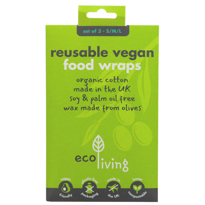 Ecoliving Vegan Food Wraps | Set of 3 Sizes | Sustainable & Biodegradable