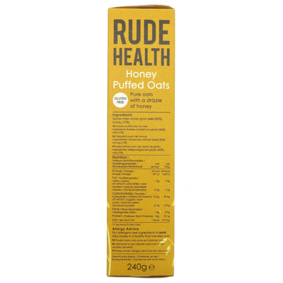 Gluten-free Honey Puffed Oats by Rude Health. Made with British oats & subtly sweet, they're perfect for a delicious breakfast.