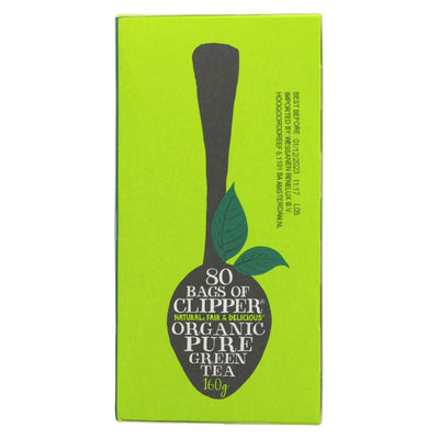 Clipper FT Organic Green Tea: Fairtrade, gluten-free, and vegan. Refreshing taste without harmful additives. 80 bags.