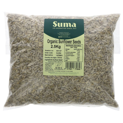 Organic Sunflower Seeds - Perfect for salads, nut roasts, and biscuits. Natural source of protein and fiber. Vegan and no preservatives added.