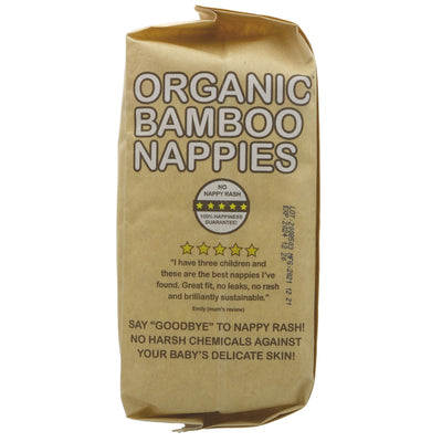 Protect baby with organic bamboo nappies! Soft waist & leg panels for comfort, natural absorbency up to 12hrs. Eco-friendly & vegan.