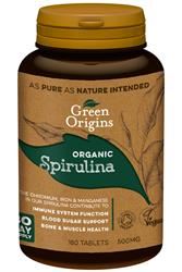 Green Origins | Organic Spirulina 500mg 180 Tablets | 90g