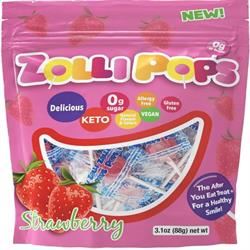 Zolli Pops | Sugar Free Strawberry Lollipop Pouch. 80g | 80g