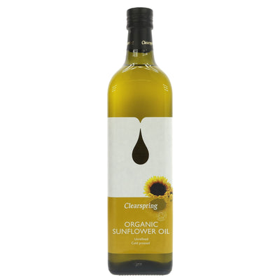 Clearspring Organic Sunflower Oil - 1l | Vegan | Nutty Flavour | Recommended Max Temp 100C | No VAT | Sold by Superfood Market since 15 July 2014.