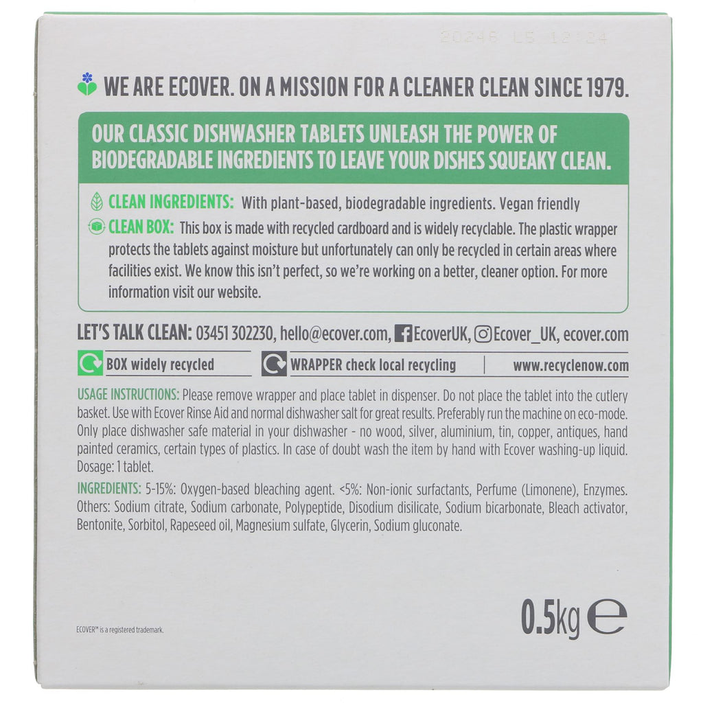 Ecover | Dishwasher Tablets Classic - Lemon & Lime | 25 tablets