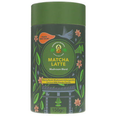 Cheerful Buddha Matcha Latte - Ceremonial Grade Matcha | Vegan & Gluten-Free | Infused with Ashwagandha & Reishi | 150g