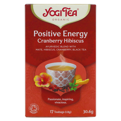 Yogi Tea | Positive Energy Cranberry Hib - Mate, Hibiscus, Cranberry | 17 bags