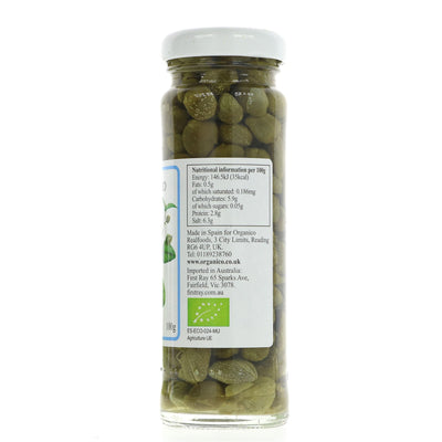 Organic vegan capers add tang to salads & sauces. No VAT charged. Small jar