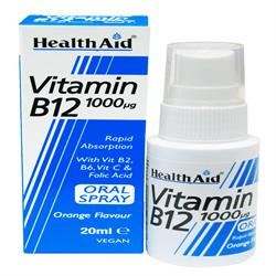 HealthAid | Vitamin B12 (Cyanocobalamin) 1000ug Spray 20ml | 20ml