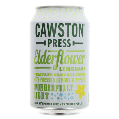 Refreshing vegan Cawston Press Elderflower Lemonade made with whole fresh apples and English Cox Orange Pippin, Bramley, and Elderflower.