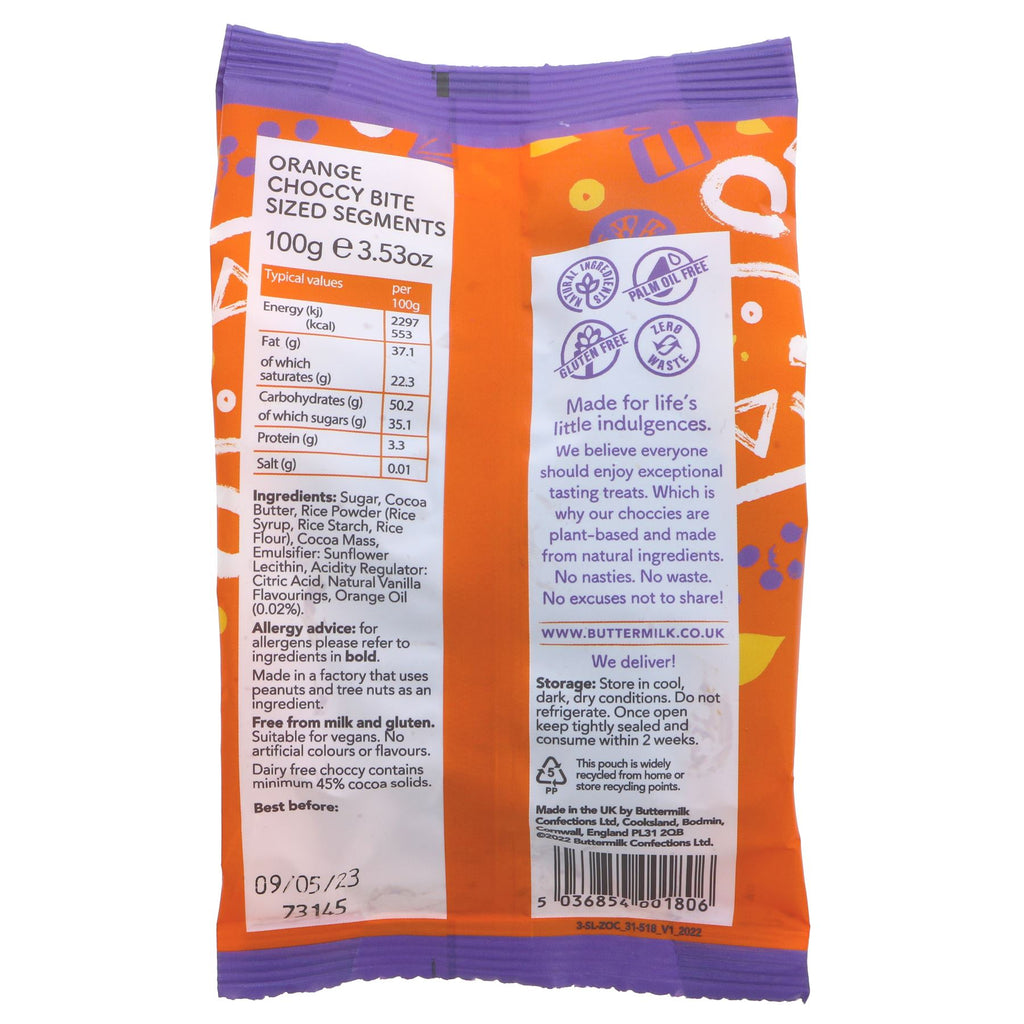 Zingy Orange Choccy Segments by Buttermilk: Gluten Free & Vegan. Perfect for a guilt-free indulgence or as a sweet treat.