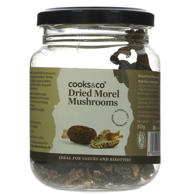 Cooks & Co Dried Morel Mushrooms - Rich, Earthy flavour. Perfect for sauces, risottos & vegan-friendly dishes.