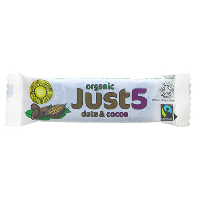 Organic, vegan Tropical Wholefoods snack bar with just 5 ingredients. Fairtrade, nut-free, and bursting with flavor. Perfect on-the-go treat!