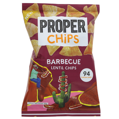 PROPERCHIPS Barbecue Lentil Chips - guilt-free snacking with 30% less fat, under 100 kcal per serving, vegan & gluten-free!