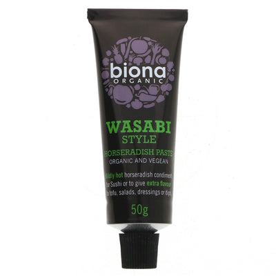 Biona's Organic Wasabi Style Horseradish Paste | 50G | Vegan & Organic | Mildly hot and bursting with flavor | Perfect for sushi, tofu, salads, and dips.