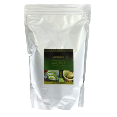 Clearspring Matcha Tea Premium: Organic, Vegan, Japanese tea leaves, high in chlorophyll. 1KG bulk option. No VAT charged.